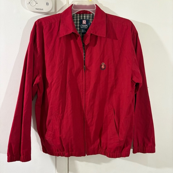 Vintage Chaps Ralph Lauren Men’s Size M Red Zip Harrington Jacket 90s Cotton - Picture 1 of 14